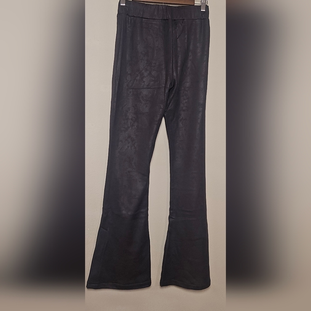 Womens Black Dancemarvel Faux Leather Flare Pants M 41L NWT - Picture 4 of 4